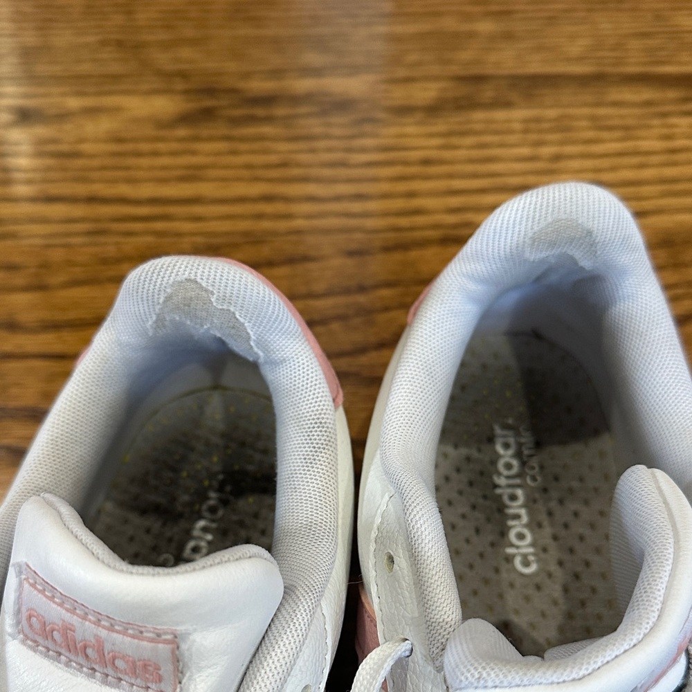 adidas Grand Court Women's White Sneakers with Pink Three-Stripes - Picture 5 of 8